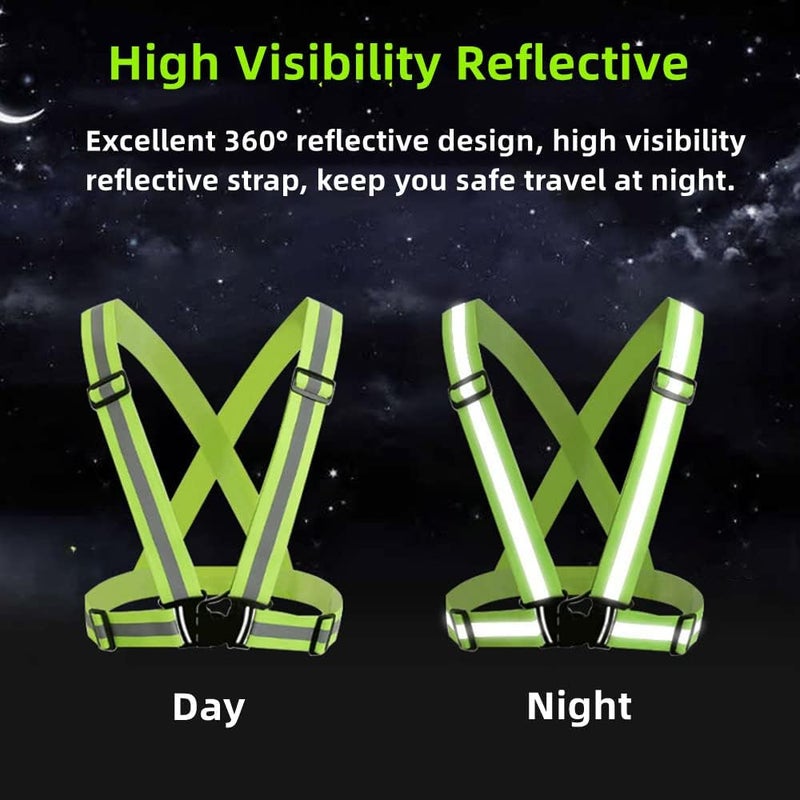 YUNLOVXEE Reflective Strap Safety Vest Gear - 2-10 Pack Adjustable High Visible Reflective Running Gear for Women Men Night - Image 4